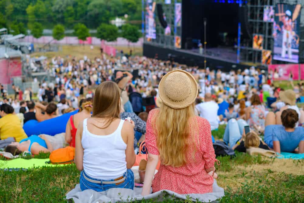 People sitting and watching music during Vail Colorado events